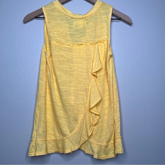 Anthropologie Maeve Women Tank Top XS Yellow Back Ruffle Split Neck Coastal - Picture 4 of 10